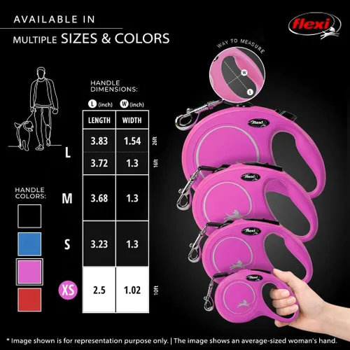 Miniatura 5 de FLEXI Correa retráctil clásica de cordón para perros extra pequeños de hasta 18 libras – 10 pies, rosa Correa para caminar de mascotas sin enredos