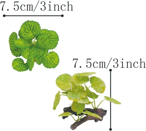 Miniatura 2 de Aquarium Plant Fish Tank Decoration Small Plastic Artificial Plant Goldfish Fish Hide (Rainforest Leafs-Pink-Height-Set) (Green/Yellow-2pcs-Set)