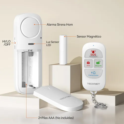 Miniatura 5 de TECKNET Alarmas de puerta cuando se abre, alarma de puerta y ventana, alarma de puerta para seguridad de los niños, alarmas portátiles 2 en 1