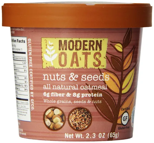 Miniatura 14 de Modern Oats - Tazas de avena instantánea de manzana y nuez con tapa, sin gluten, vegana, sin OGM con proteína y fibra, desayuno para llevar, avena