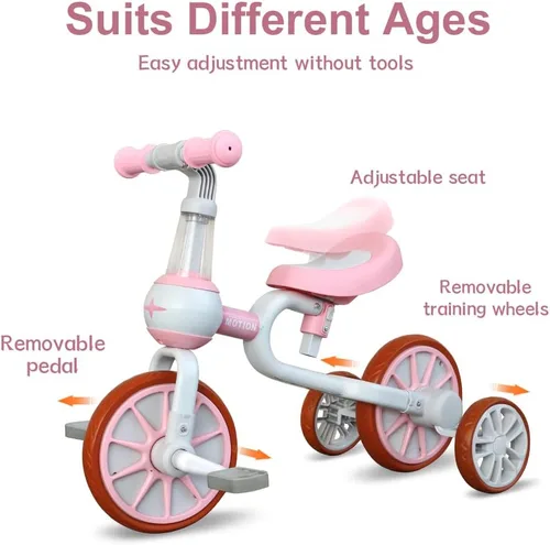 Miniatura 3 de XIAPIA Bicicleta 3 en 1 para Niños Pequeños de 2-4 Años Niña Niño, Triciclo para Niños con Asiento Ajustable, Pedal Desmontable y Ruedas de Azul