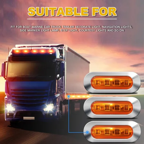 Miniatura 6 de ALFU 40 PCS Luces LED Ámbar DC 12-24V para Remolque, Luces Marcadoras Laterales Delanteras Traseras de Posición con Bisel Cromado para Remolque