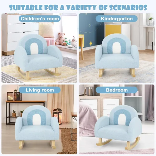 Miniatura 4 de Sofá Infantil INFANS, Silla Balancín para Niños Pequeños con Estructura de Madera Sólida, Diseño Antivuelco, Tela de Felpa, Sillón para Niños
