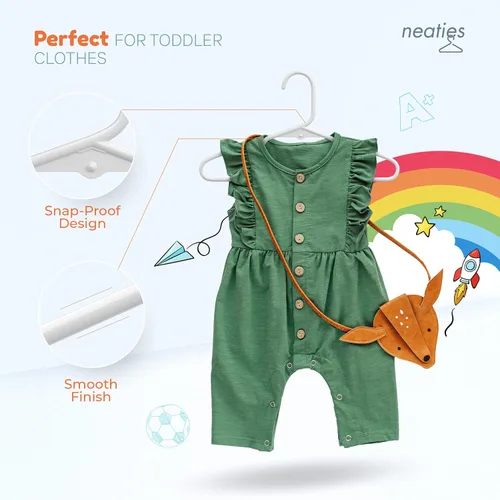 Miniatura 4 de Perchas de plástico para niños de 12 pulgadas, paquete de 10 unidades, fabricadas en los Estados Unidos, capacidad de 5 libras, perchas para ropa