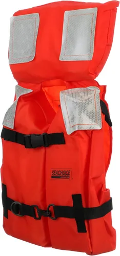 Miniatura 2 de SEACHOICE Chaleco y chaqueta comercial tipo I para uso en alta mar, naranja fluorescente, paneles reflectantes, varios tamaños