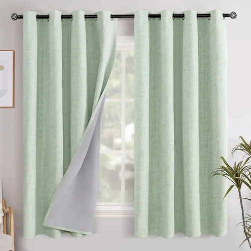 Miniatura 95 de YoungsTex - Cortinas opacas de lino para dormitorio, oscurecimiento de la habitación, cortinas con textura de lino, paneles con aislamiento térmico