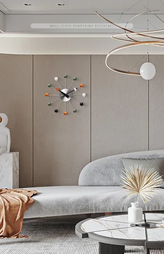 Miniatura 6 de NUOVO Reloj de pared de 13 pulgadas multicolor de mediados de siglo, creativo, silencioso, cuarzo, divertido, decorativo, hogar, sala de estar