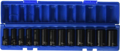Miniatura 2 de Grey Pneumatic (1203M) juego de 13 casquillos de 12 puntas de 3/8" de longitud estándar con mediciones métricas