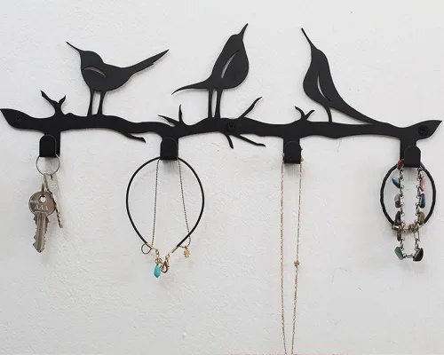 Miniatura 2 de Llavero para pared, ganchos rústicos para colgar llaves, colgador de metal estilo granja, soporte de llaves de hierro montado en la pared, soporte