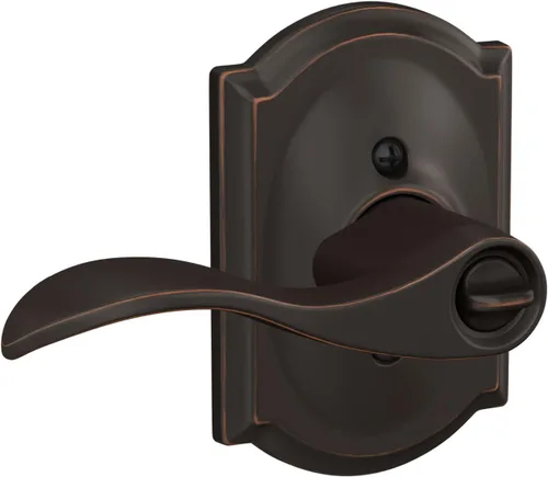 Miniatura 3 de Schlage - Manija de acento con moldura Camelot y cerradura de acceso con llave, en bronce antiguo, modelo F51A ACC 716 CAM Bronce Envejecido