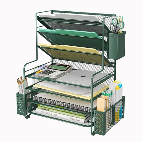 Miniatura 9 de Simple Trending Organizador de archivos de escritorio de 8 niveles, 1 paquete de bandeja de cartas, organizador de papel, accesorios de escritorio