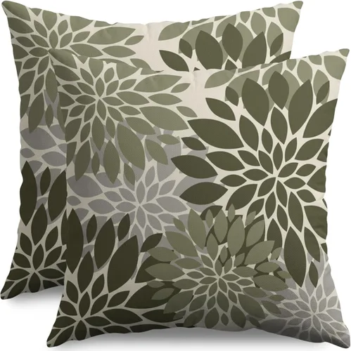 Miniatura 63 de Fundas de Almohada Azul Aguamarina 16X16 Pulgadas Juego de 2, Flores de Dalia Primavera Verano Floral Crema Fundas de Almohada Decorativas