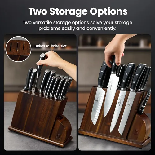 Miniatura 2 de Juego de cuchillos magnéticos de 15 piezas para cocina con bloque, juego de cuchillos de cocina hechos de acero inoxidable alemán de alto carbono