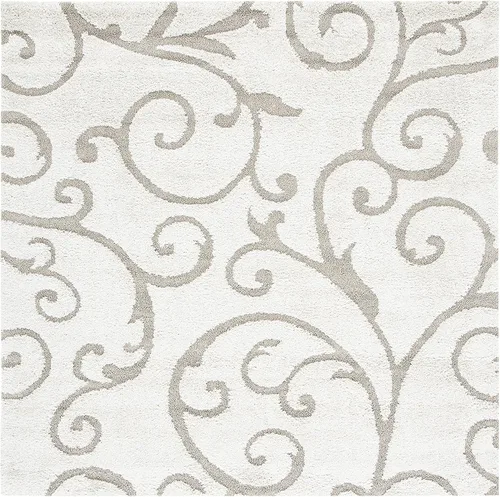 Miniatura 24 de SAFAVIEH - Alfombra de la colección Florida Shag - 10 pies redonda, color crema y beige, diseño de pergamino, no suelta pelusa y fácil de limpiar