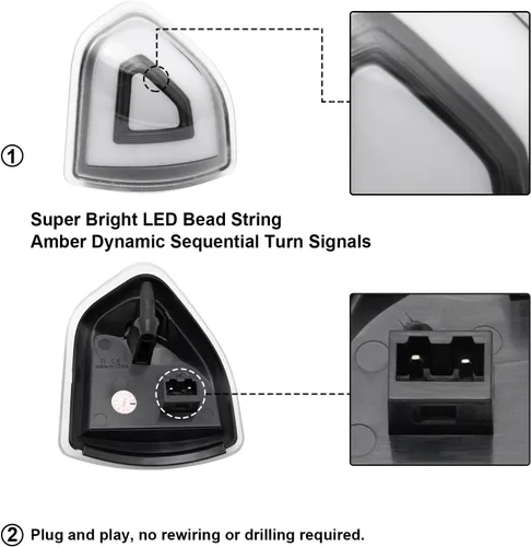 Miniatura 5 de Luces LED de Señal de Giro para Espejo Lateral Compatible con Ram 1500 2010-2023/para Ram 1500 Classic 2019-2022/para Ram 2500 2010-2018/para Ram