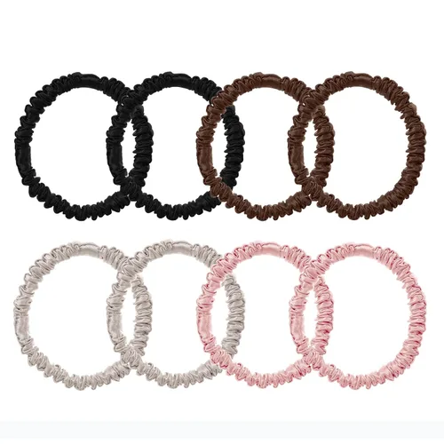 8 coleteros de seda de morera 100% pura para mujeres y niñas, lazos sedosos para cabello grueso, fino o rizado, paquete a granel de satén para