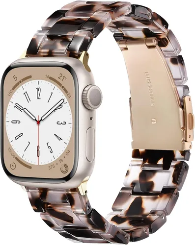 Miniatura 17 de V.R.HOPE Correa de Resina para Reloj Compatible con Apple Watch para Mujeres 38mm 40mm 41mm 42mm Oro Rosa Ligero Pulsera de Pulsera para iWatch Beige