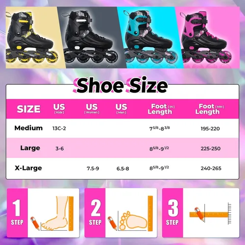 Miniatura 5 de MammyGol Patines en línea ajustables para niños, jóvenes y adultos, todas las ruedas se iluminan, patines de ruedas con cuchillas para interiores