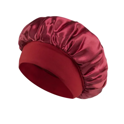 Miniatura 9 de Gorro de seda blanco para mujeres durmiendo, gorro de seda para dormir, trenzas de cabello rizado, gorra de satén grande para dormir, gorra de noche
