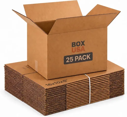 BOX USA Cajas de envío de 16 pulgadas de largo x 10 pulgadas de ancho x 6 pulgadas de alto, paquete de 25 cajas de cartón corrugado medianas para