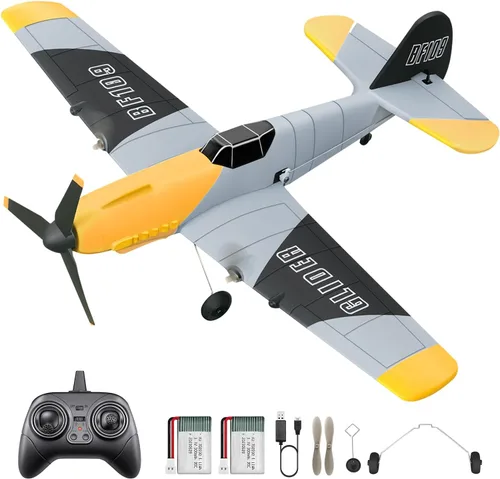 Miniatura 10 de HAWK'S WORK Avión RC P-51D Mustang de 3 canales, avión de control remoto listo para volar, estabilizador de giroscopio de 6 ejes de 2.4 GHz, fácil