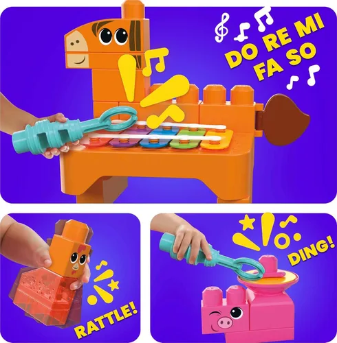 Miniatura 3 de Mega Bloks Fisher-Price - Juego de bloques de construcción para niños, banda musical de granja con 40 piezas y 6 hojas de música, a partir de 1 año