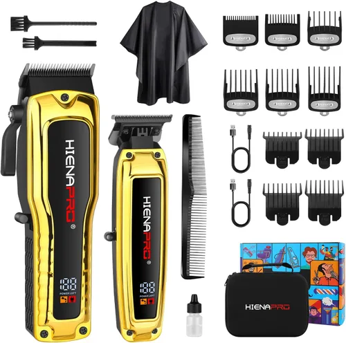 HIENA PRO Juego de cortapelos profesional para hombres, juego de cortapelos inalámbrico y kit de recortadora, herramientas eléctricas de corte de