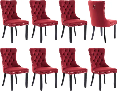 Miniatura 82 de Juego de 2 sillas de comedor modernas, sillas de comedor tapizadas acolchadas con patas de madera maciza, silla de cocina de tela de lino beige