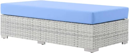 Miniatura 34 de Modway Convene - Otomana rectangular de mimbre para patio al aire libre, color gris claro