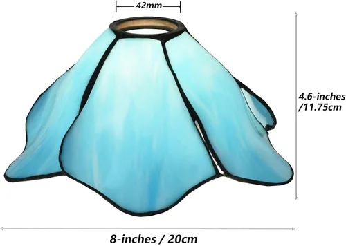 Miniatura 3 de Bieye TS0101 - Pantalla de lámpara de estilo Tiffany con vitral floral (42mm de abertura, azul)