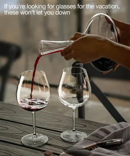 Miniatura 3 de Juego de 4 copas de vino tinto, grandes copas de cristal Burgundy sopladas a mano - ultra delgadas, ligeras para cata de vinos, 23.5 onzas, regalos