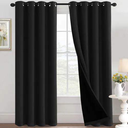Miniatura 22 de H.VERSAILTEX Cortinas 100% de opacidad para dormitorio, con aislamiento térmico, cortinas opacas completas para sala de estar, cortinas de ventana