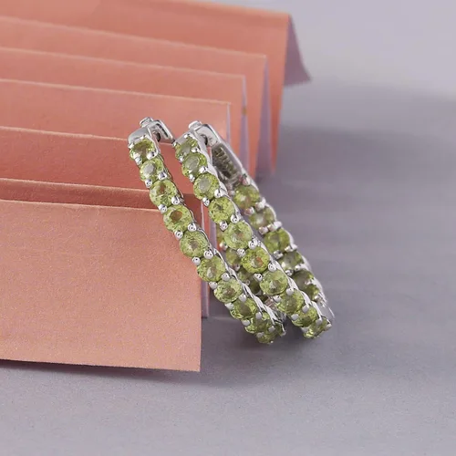 Miniatura 2 de Femme Luxe Pendientes de aro con piedras preciosas Inside-Out en plata, meses de piedra natal
