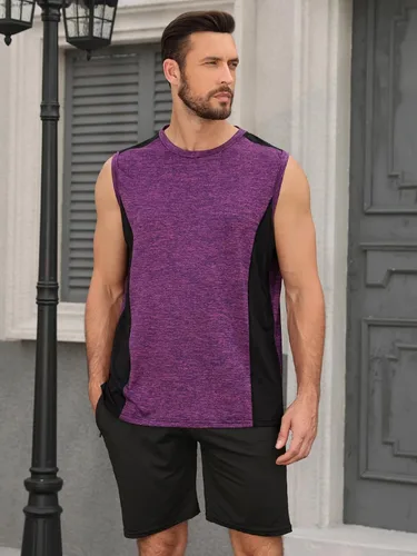 Miniatura 5 de AMVELOP Paquete de 4 camisetas sin mangas de entrenamiento para hombre, de secado rápido, para gimnasio