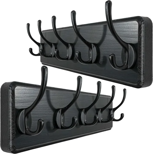 Miniatura 18 de WEBI Perchero de Abrigo Montado en Pared, Ganchos de Abrigo Montados en Pared, 16" de Agujero a Agujero, Colgador de Abrigo de Pared, Riel de Madera