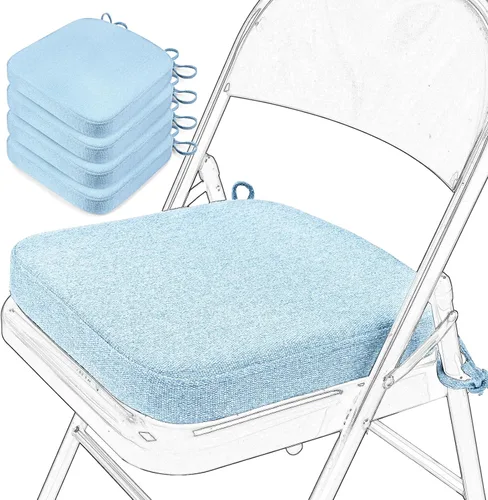 Miniatura 34 de SINOSSO Cojín de espuma viscoelástica para silla plegable, 1 unidad, almohadilla cuadrada gruesa de 2 pulgadas para silla de cocina con lazos, cojín
