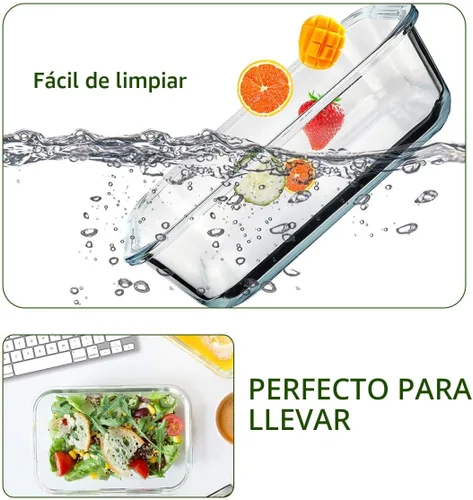 Miniatura 5 de M MCIRCO [Paquete de 8, 30 onzas] Recipientes de vidrio para preparación de comidas, recipientes de almacenamiento de alimentos de vidrio