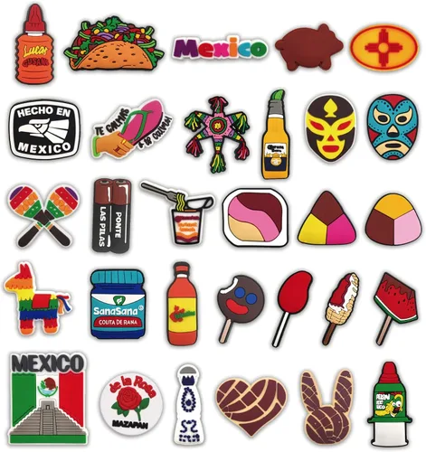 Miniatura 2 de yiagofy 30 dijes para zapatos de México para hombres y mujeres decoración de zapatos regalos de fiesta pulseras para adultos recuerdos de fiesta