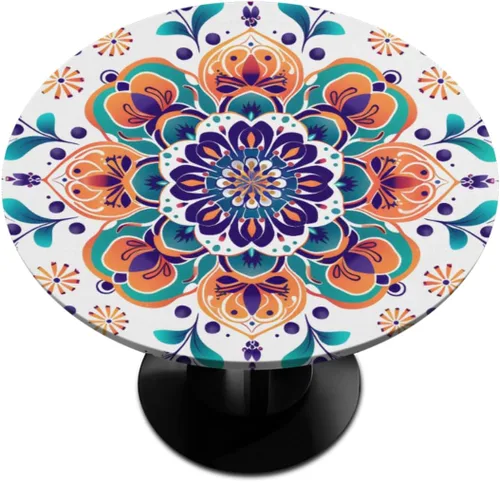 Miniatura 38 de Pardick Mantel redondo ajustable con borde elástico de 36 a 42 pulgadas, mantel ajustable para mesa redonda, mantel circular, impermeable, lavable