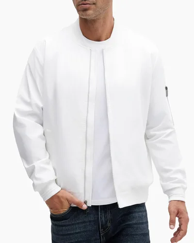 Miniatura 26 de Polu Chaquetas bomber para hombre con bolsillos, chaquetas cortavientos ligeras, cremallera de 2 vías, abrigo casual de negocios para otoño e