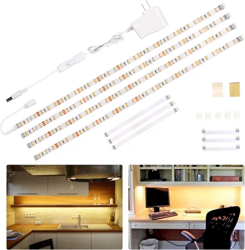 WOBANE Kit de iluminación para debajo del gabinete, barra de luces LED flexible, luces debajo de la encimera para cocina, armario, escritorio,