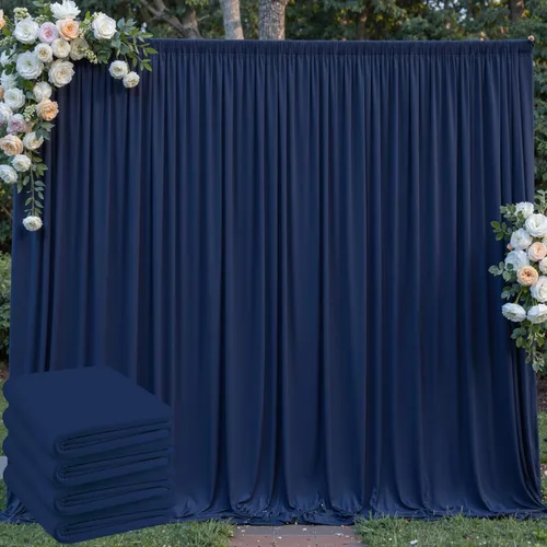 Miniatura 62 de Cortinas de telón de fondo blanco de 30 pies x 8 pies para fiestas de boda, 6 paneles de 5 pies x 8 pies, cortinas de fotografía de poliéster sin