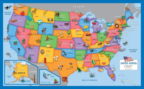 Miniatura 4 de Paquete de 2 – Mapa del mundo y Estados Unidos para niños [ilustrado] – Juego de 2 carteles (laminado, 18 x 29 pulgadas)