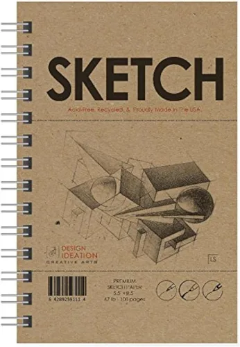 Design Ideation Cuaderno de bocetos: cuaderno de bocetos de papel premium para lápiz, tinta, marcador, carbón y pinturas de acuarela. Ideal para