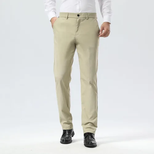 Miniatura 2 de Plaid&Plain - Pantalones chinos, a los tobillos de corte ajustado, elásticos, color caqui, para hombre
