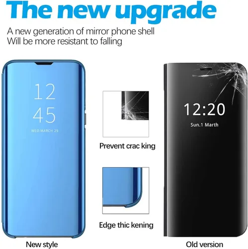 Miniatura 2 de Funda para Huawei P40, funda de espejo abatible con función de soporte, PC/PU translúcida transparente a prueba de golpes, funda protectora