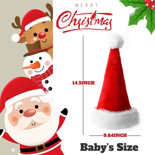 Miniatura 5 de RJVW Sombrero de Papá Noel de Navidad para niños y bebés, unisex, grueso, de terciopelo, clásico, para fiesta de Año Nuevo