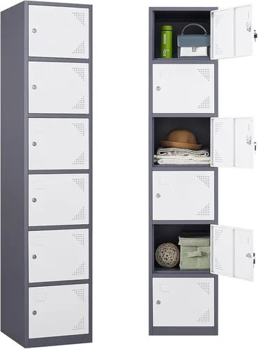 Miniatura 10 de Letaya Taquillas de metal para empleados, gabinete de almacenamiento de acero de 71 pulgadas con 4 puertas con cerradura para personal de oficina