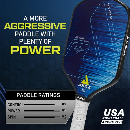 Miniatura 2 de JOOLA Ben Johns Hyperion Pickleball Paddle - Select Raw Carbon Surface or Carbon Abrasion Surface for Increased Power and Spin - Elongated Grip
