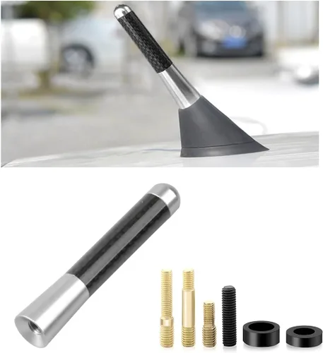 Miniatura 17 de KVAEY Antena corta para automóvil, antena aérea de aluminio rechoncha de 1.37 pulgadas con 4 tornillos y 2 juntas de goma, repuesto de antena de Azul